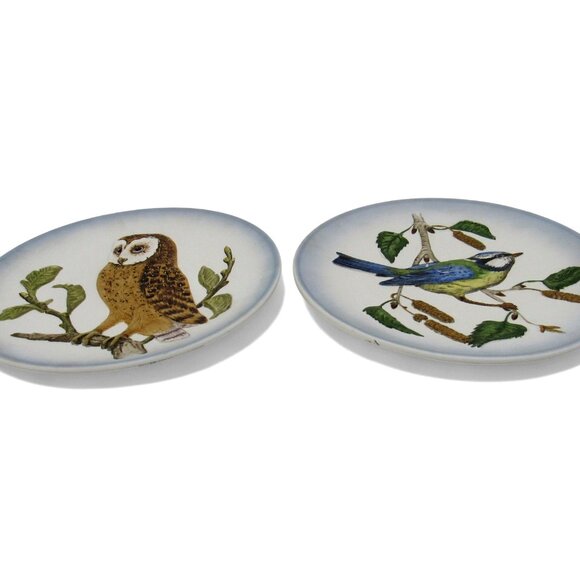 GOEBEL Wildlife PORCELAIN Plates Barn Owl And Titmouse 1970s Germany Vintage - Picture 5 of 11